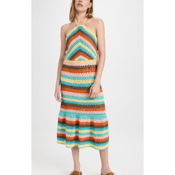 SAYLOR Freida Crochet Halter Midi Dress‎ Sz Medium - Picture 1 of 7